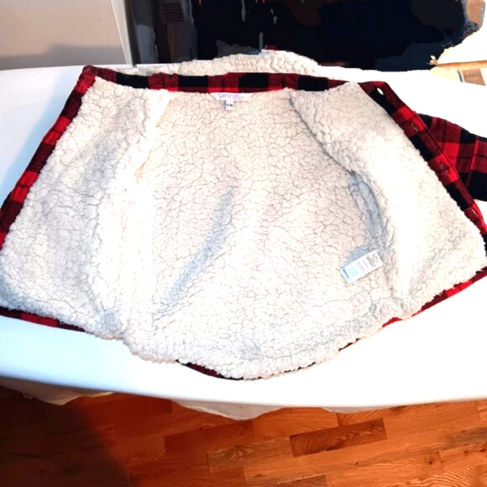 George Baby Buffalo Plaid Shacket 12-18M Cozy Sherpa Lined Jacket Cottagecore - Picture 4 of 11